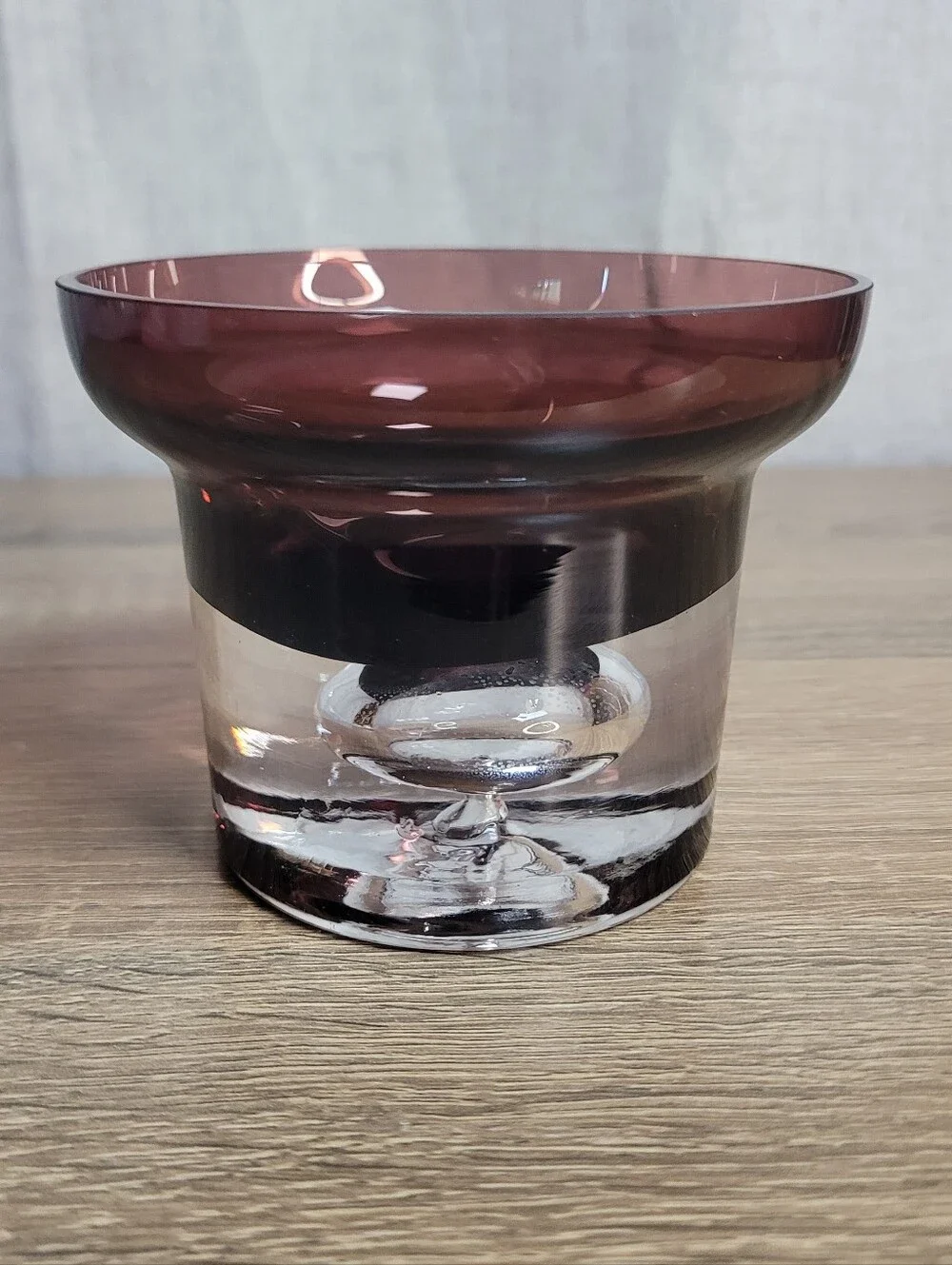 Vintage Krosno Purple Amethyst Glass Votive Candle Holder - Home Accent